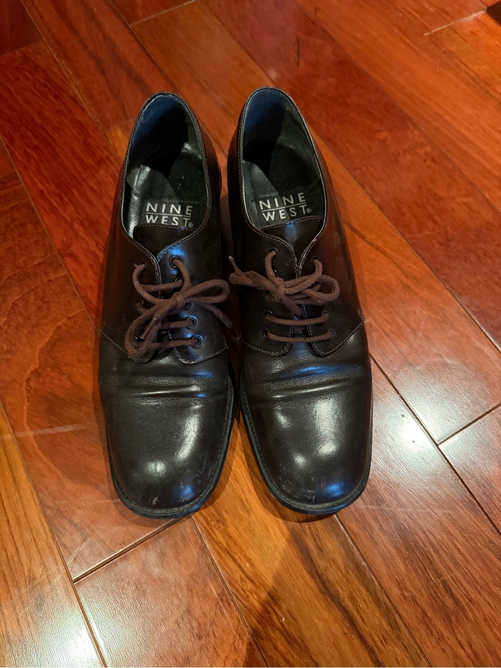 Nine West Men's Dark Brown Leather Lace-Up Oxfords